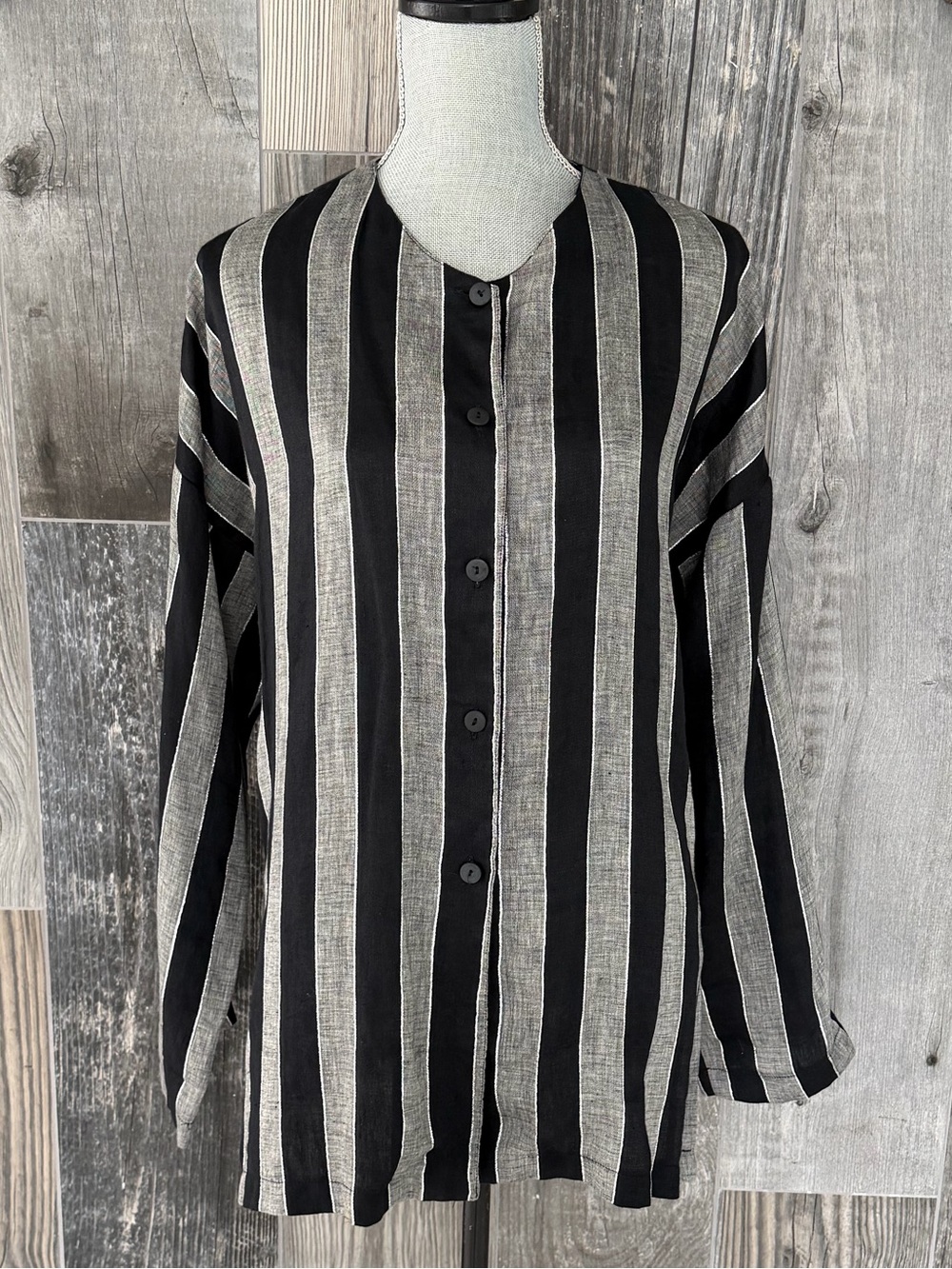 Vivian Shyu 100% Linen Striped Buttoned Tunic